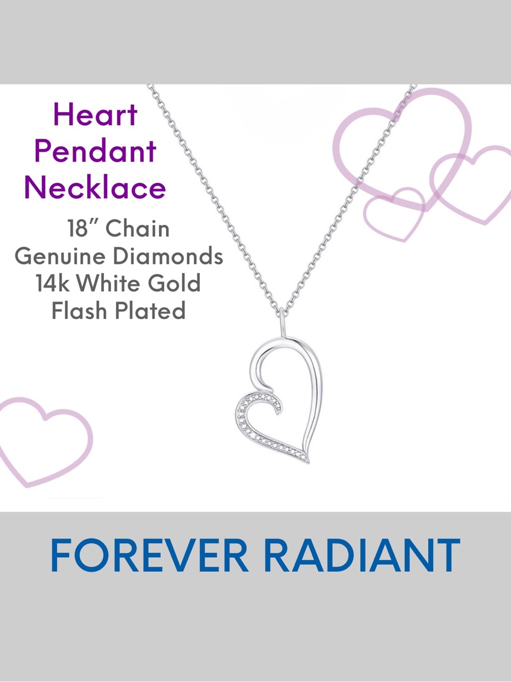 NWT Forever Radiant Diamond Accent Heart Pendant Necklace